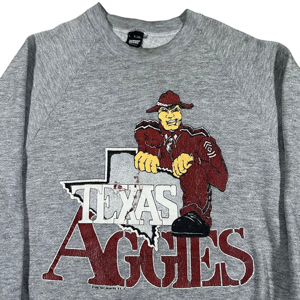 Vintage 90s Texas A&M Aggies Football Collegiate Graphic Crewneck Sweatshirt L - Picture 2 of 3